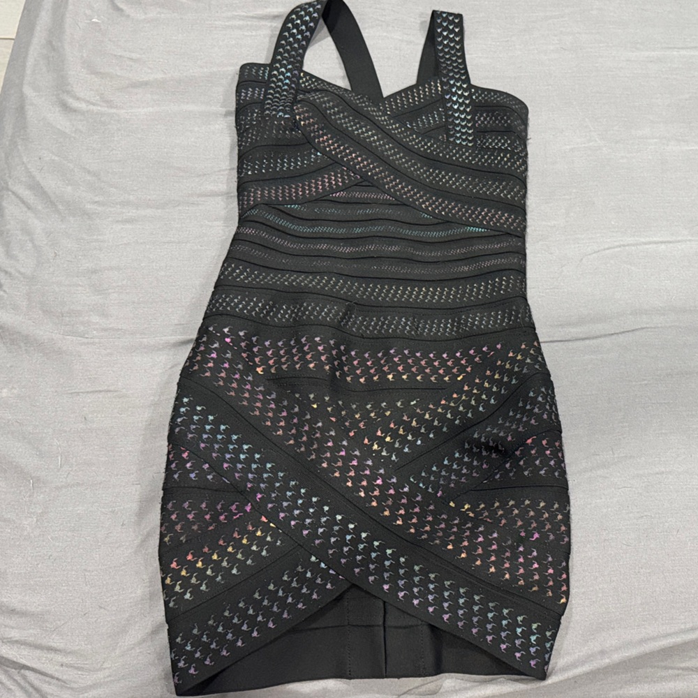 Fashion Nova Black and Multicolor Patterned Dress